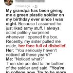 Grandpa Gave Me a Green Plastic Soldier on My Birthday for Years — One Day I Finally Understood Why, and I Was Utterly Stunned
