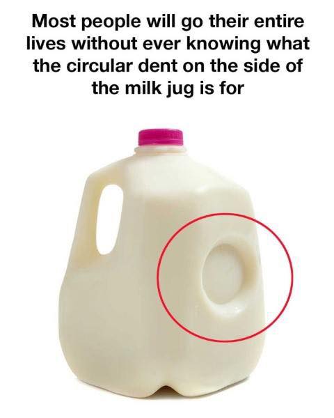 Purpose of the Circular Dent on Milk Jugs