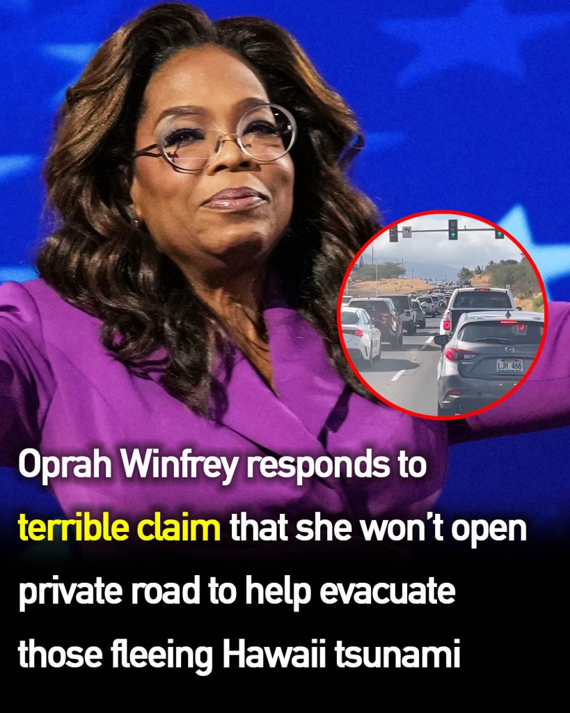 Oprah Winfrey accused of impeding evacuation effort as residents try to flee amid Hawaii tsunami warning.