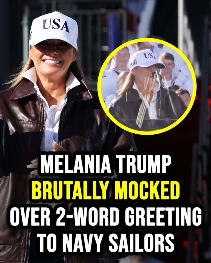 Melania Trump mocked over awkward 2-word greeting to Navy sailors in rare speech